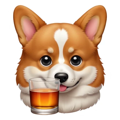 Create an emoji about a corgi that drinks whiskey McCalan and is always harsh sticker
