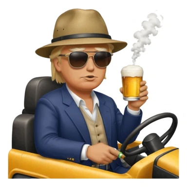 Trump driving a big mud truck while drinking beer and smoking weed. sticker