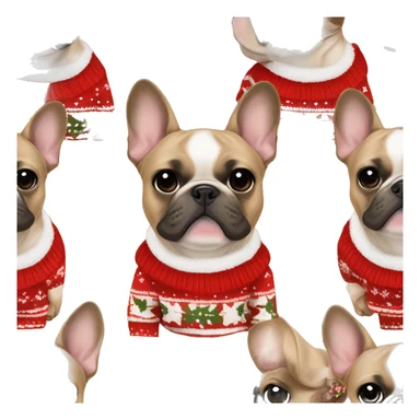 french bulldog in christmas sweater tan girl sticker