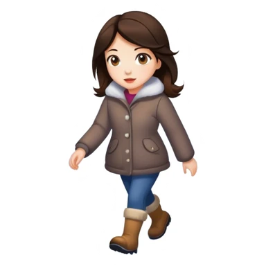 brunette walking in the snow sticker