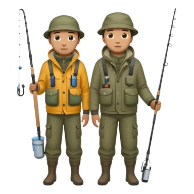 Father and son in fishing gear are cold full body sticker