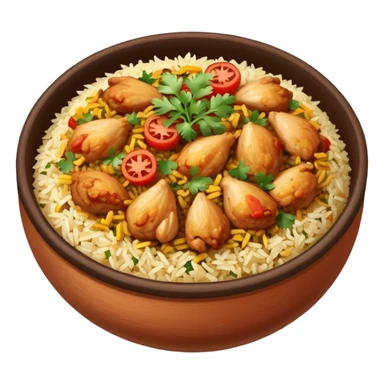 Chicken biriyani with diced onions and tomatoes  sticker