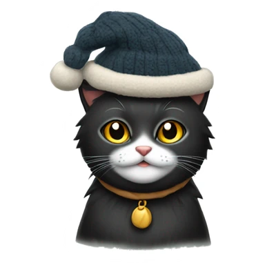 Gato Negro Con gorro de invierno sticker