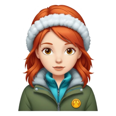 Red-haired girl in a winter jacket sticker