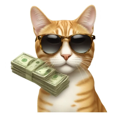 rich cat in sunglasses with money sticker