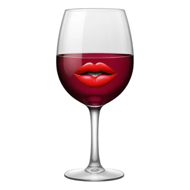 wine glass half full of red wine with a lipstick kiss print on the rim sticker
