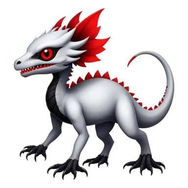 a translucent white with black belly and red eyes exotic edgy vernid-fionbri-creature full body sticker