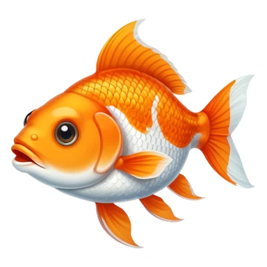 goldfish with crossed eyes and silly grin, orange and white fish sticker
