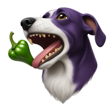 dog eating eggplant sticker