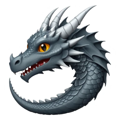 iOS style emoji, minimal dragon fang, dark fantasy object sticker