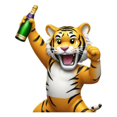 LSU Mike the Tiger popping champagne bottle and spraying champagne  sticker
