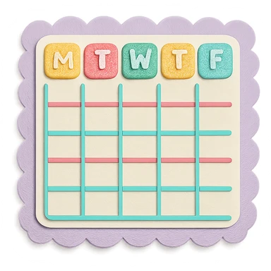 soft pastel minimal daily schedule grid with cute borders sticker
