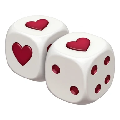two dices in with burgundy red heart details sticker