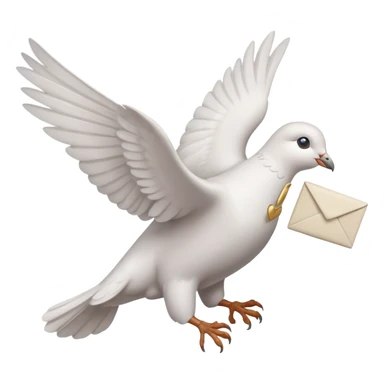 a dove flies with a letter in its paws sticker