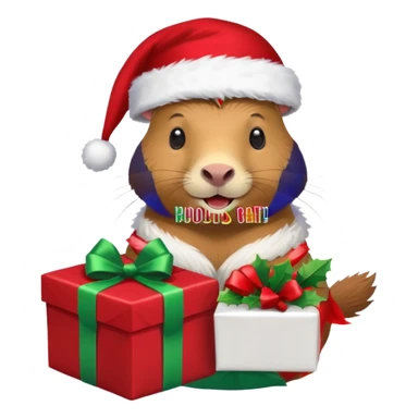 Capybara con gorrito de navidad con un montón de poses para paquete de sticker de WhatsApp que tengan un dialogo sticker