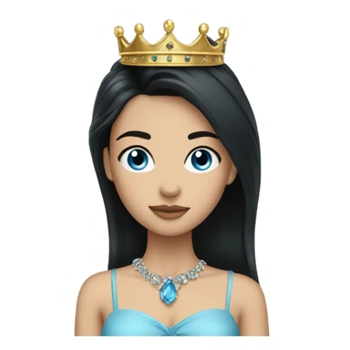 girl with black hair jewelry blue eyes and crown sticker