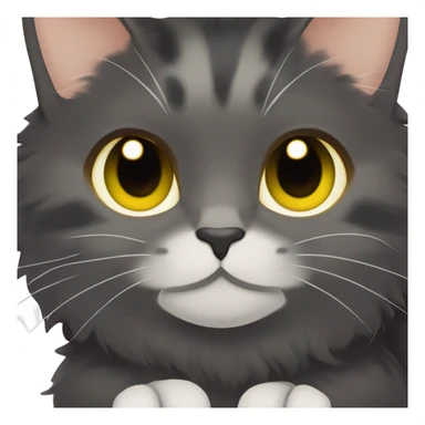 dark gray tortoiseshell cat with yellow eyes, cat sitting on the hands of a girl with brown hair and green eyes sticker