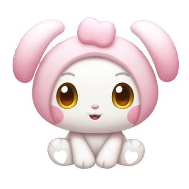 my melody from sanrio with light pink hearts for eyes sticker