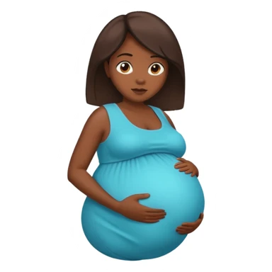 dark skin tan woman with big inflated belly sticker