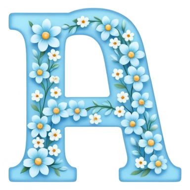 Light-blue flowery romantic alphabet letter sticker