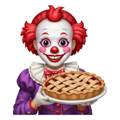 a clown with a cherry pie sticker