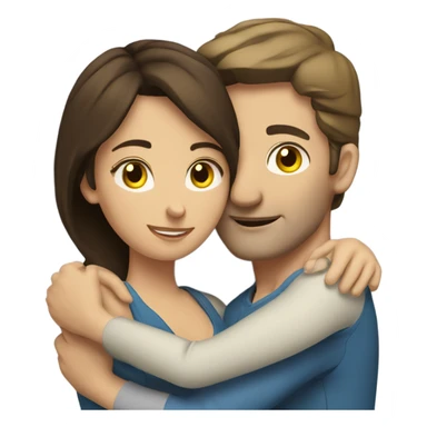 caucasian brunette couple hugging sticker