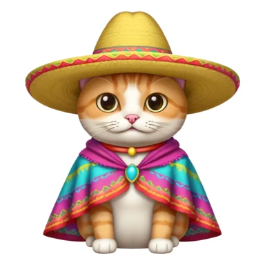Cat wearing a sombrero with a mustache and poncho. sticker