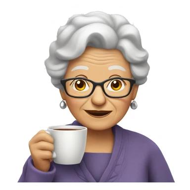 granny with a cup of tea sticker
