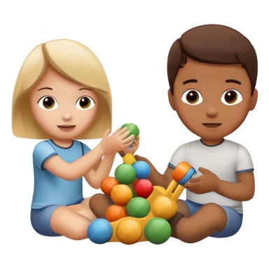 two kids playing with toys at home sticker