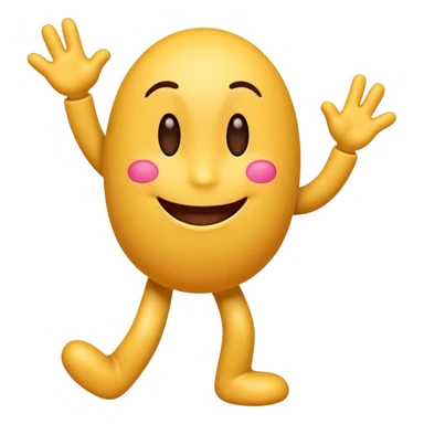A cute 3D emoji of the English letter 'A' with cartoon arms and legs, dancing happily. Vibrant colors, expressive eyes, smiley face, high quality, white background, sticker style, glossy finish. sticker