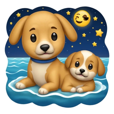 crea un emoji de buenas noches. Pon un texto : Buenas noches Javier y Tobi. Javier es una imagen de profesor y Tobi q sea imagen de un perro sticker