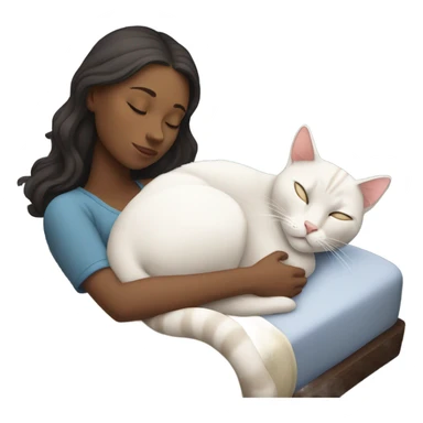 white Girl and cat sleeping sticker