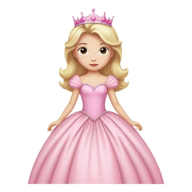 blonde Caucasian princess with puffy light pink ball gown sticker