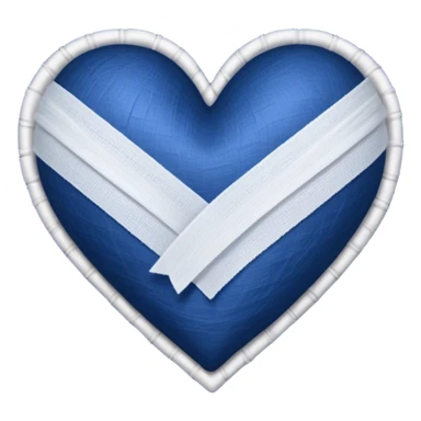 white gauze strip wrapped diagonally around a dark blue heart sticker