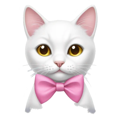 white cat wearing a pink bow  sticker