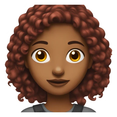 Brown girl with long half black half redhair red portrait sticker