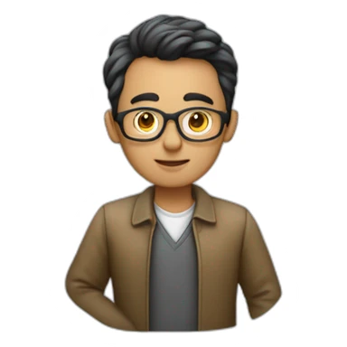 profesor joven pelo largo señalando una mac sticker