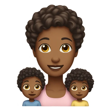 a mom with short dark brown curly hair and 2 babies one boy one girl sticker