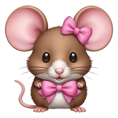 brown mice with a pink bow on the ear sticker