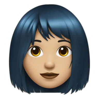 Chica ojos azules, pelo negro liso con flequillo recto sticker