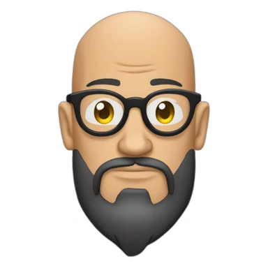 Tattooed bald man with beard and glasses, style Futurama sticker