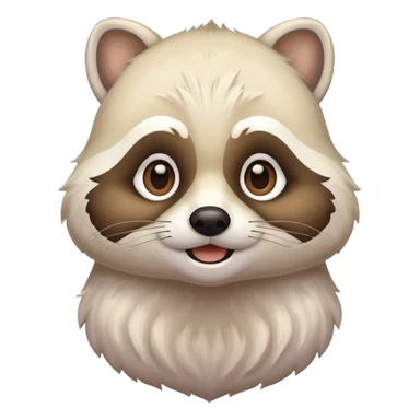 white racoon holding a human mustache sticker