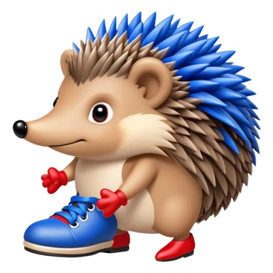 hedgehog with blue quills and red shoes sticker