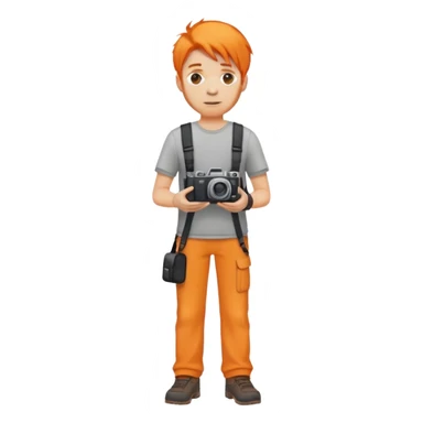 orange hair full body man with camera standing sticker