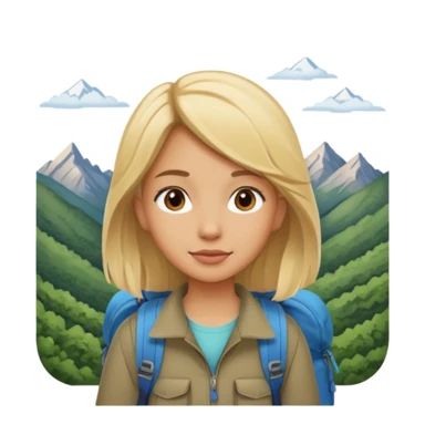 girl backpacking, travelling mountains background sticker