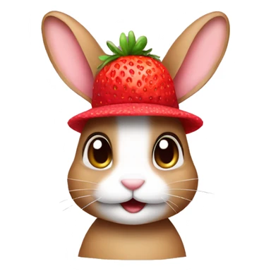 A bunny wearing strawberry hat sticker