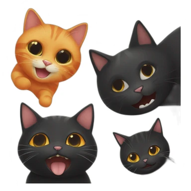Black Cat and Orange Cat being happy sticker