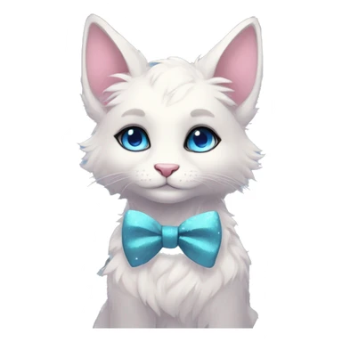 Anthro Cute Cool Kawaii gorgeous sparkly ethereal fantasy animal creature with blue eyes furry sona with flowers and bow tie beautiful aesthetic sticker