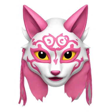 Pink feminine oni kitsune japanese mask sticker