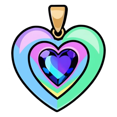 heart shaped mystic topaz holographic charm with rainbow sparkles sticker